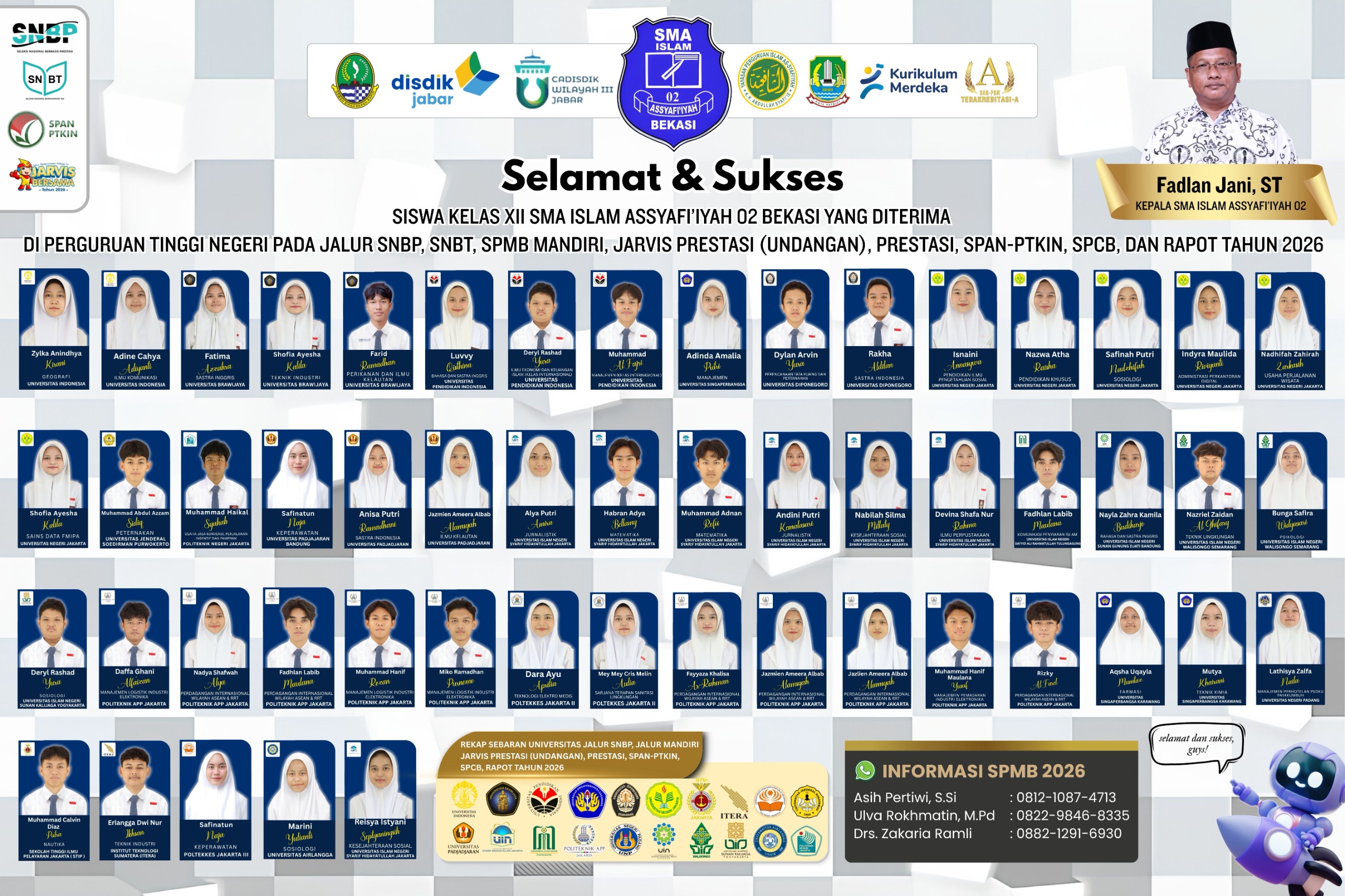 Selamat & Sukses Siswa Masuk PTN – SMAS Islam Assyafi'iyah 02